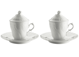 Ginori Vecchio White Espresso Set for 2